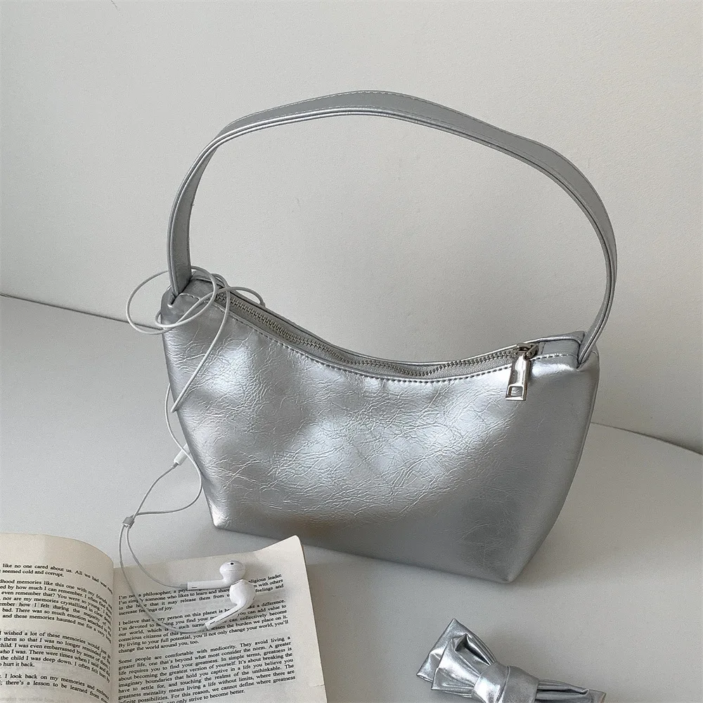 Women's Fashion Pu One Shoulder Bag Spring New Korean Style Solid Color Chic Underarm Bags Daily Commute All-Match Handbags