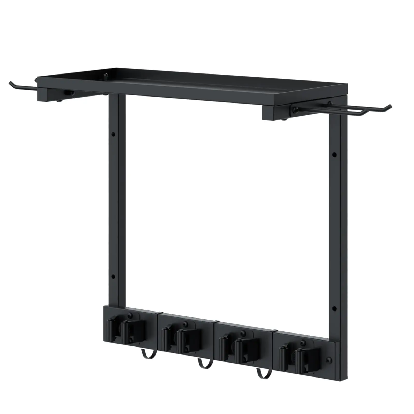 #Wrought Iron Multifunctional Single Tier Wall-Mounted Storage Rack for Organizing Cleaning Tools Brooms Mops Other Items