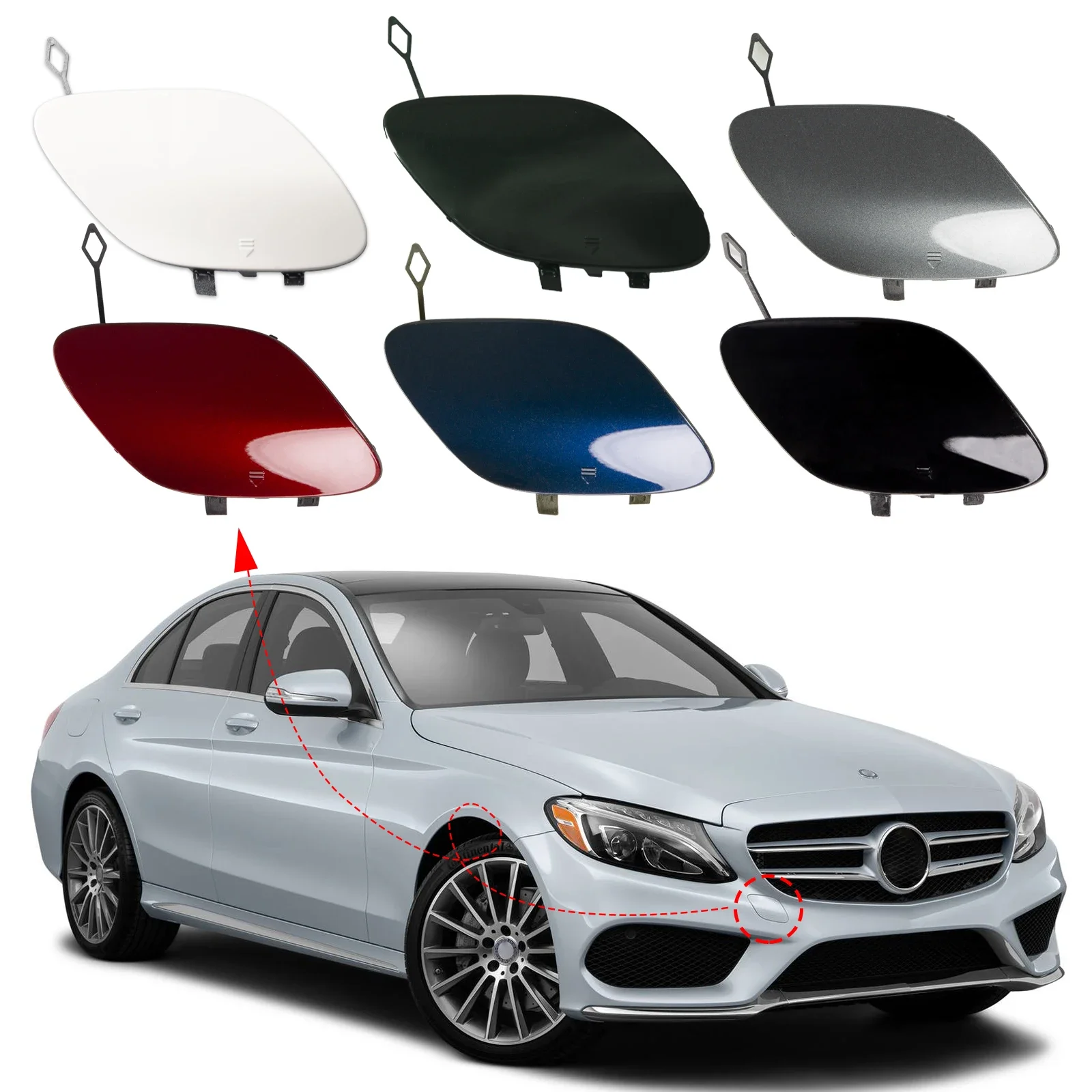 

Pop Front Bumper Tow Hook Cover Cap Towing Eye For Mercedes Benz W205 C300 C400 C63AMG Accessories 2015 2016 2017 2018 A20588507