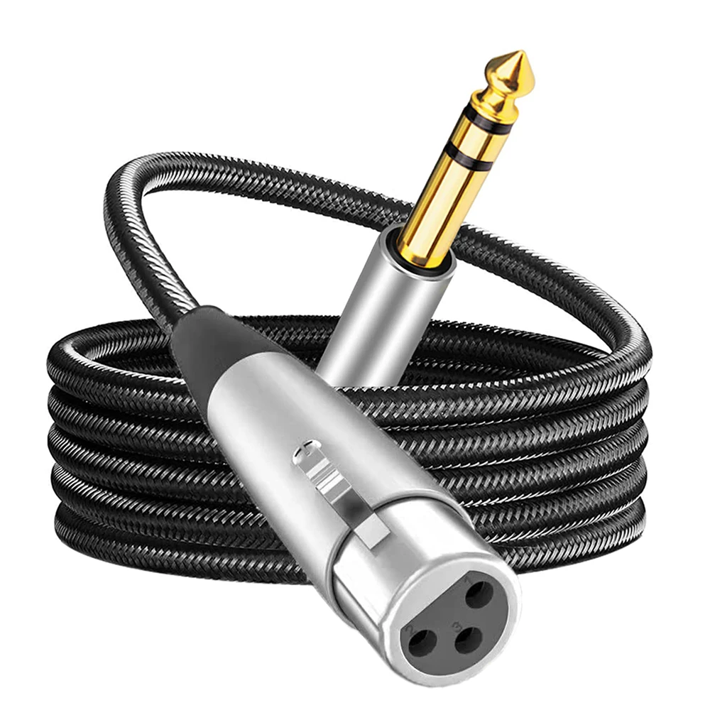 XLR(3-pin) to 1/4 Inch TRS 6.35mm Male To XLR Female Stereo Balanced Cable Interconnect Braid Cord For Guitar Microphone Speaker