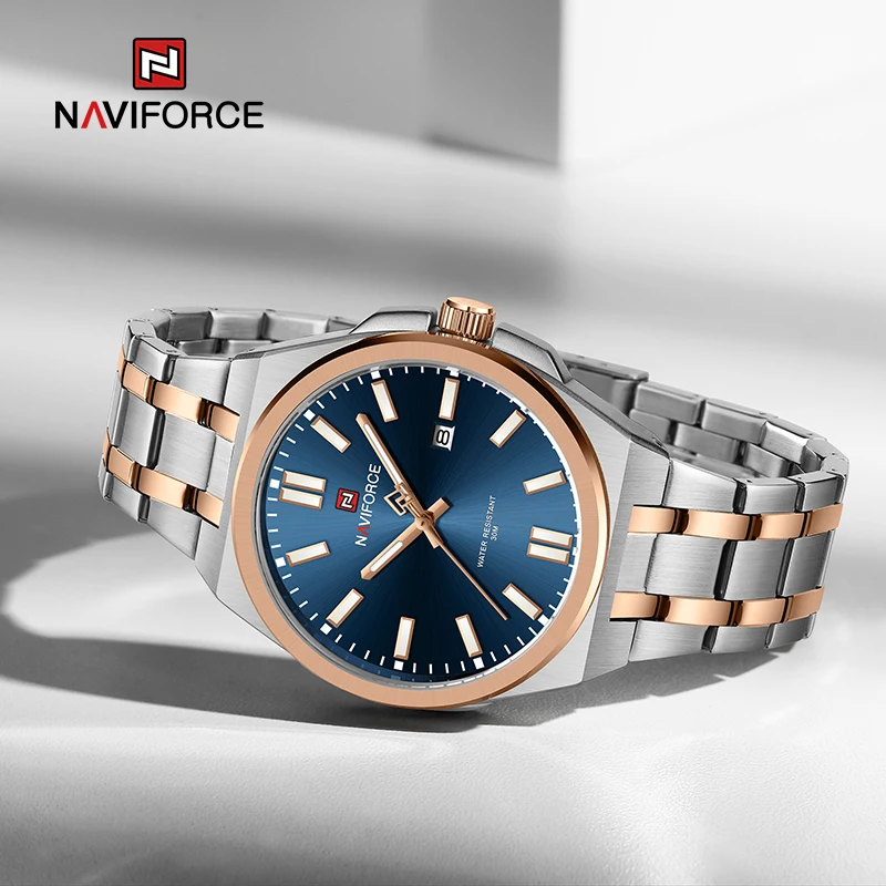 NAVIFORCE Men Luxury Brand Watch Business Waterproof Quartz Man Wristwatch Stainless Steel Strap Date Display Fashion Male Clock