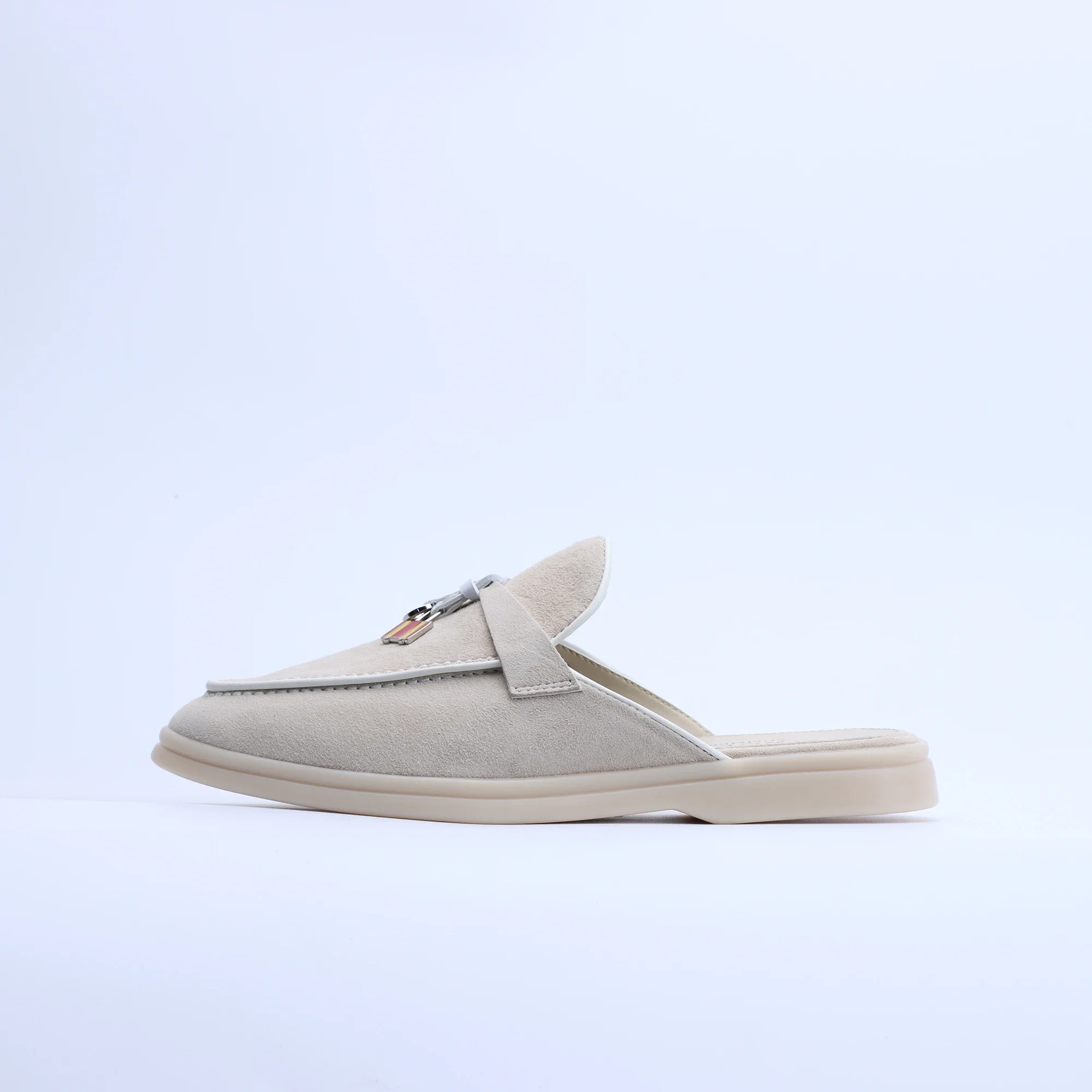 No Logo-Luxury Designer Tassel Suede Leather Loafers for Women 2025 Slip On Slippers Flat Shoes Work Walking Shoes High Quality