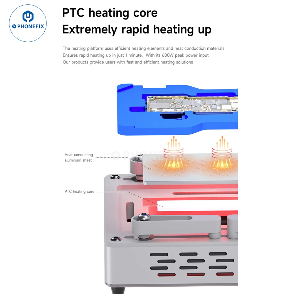 Imagem -04 - Plataforma de Pré-aquecimento Inteligente de ar de Calor Mecânico para Iphone X15pm Placa-mãe em Camadas Chip Bga Estênceis Ferramentas de Reparo de Identificação Facial