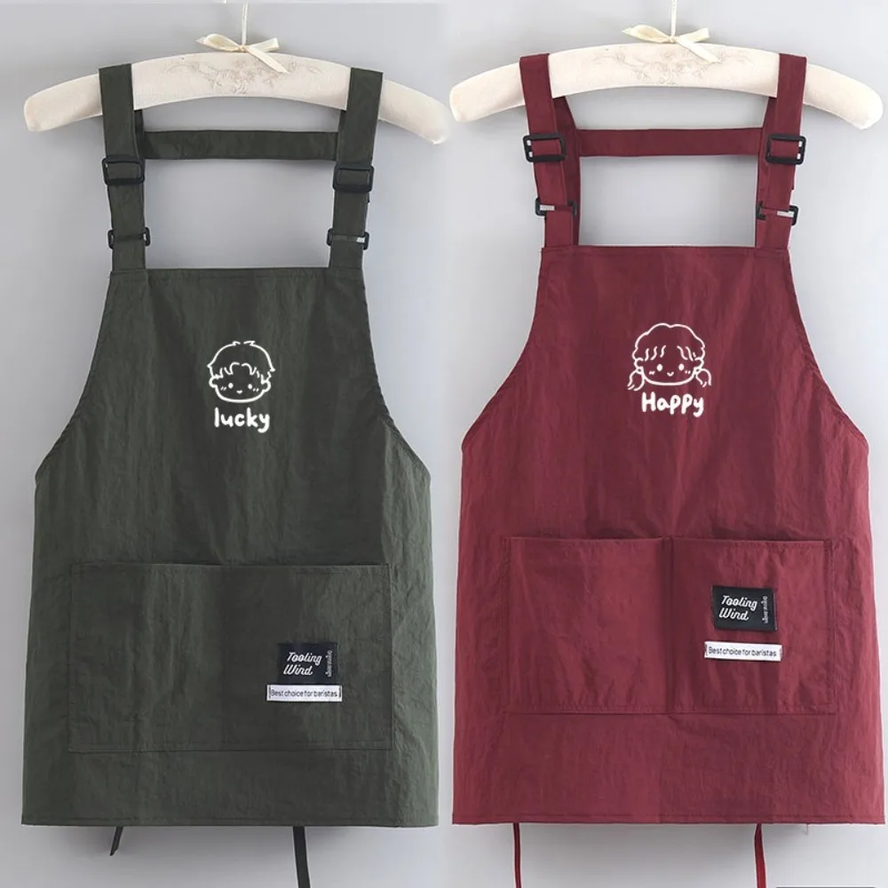 Cute Cartoon Kitch Apron Waterproof Anti-fouling Cooking Smock Sleeveless Breathable Cooking Baking Bibs for Home Kitchen