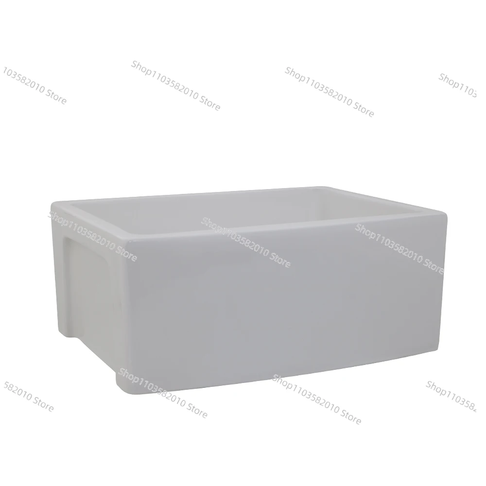 Modern Rectangular Ceramic Farmhouse Sink White Color Single Bowl Undermount Kitchen Sinks