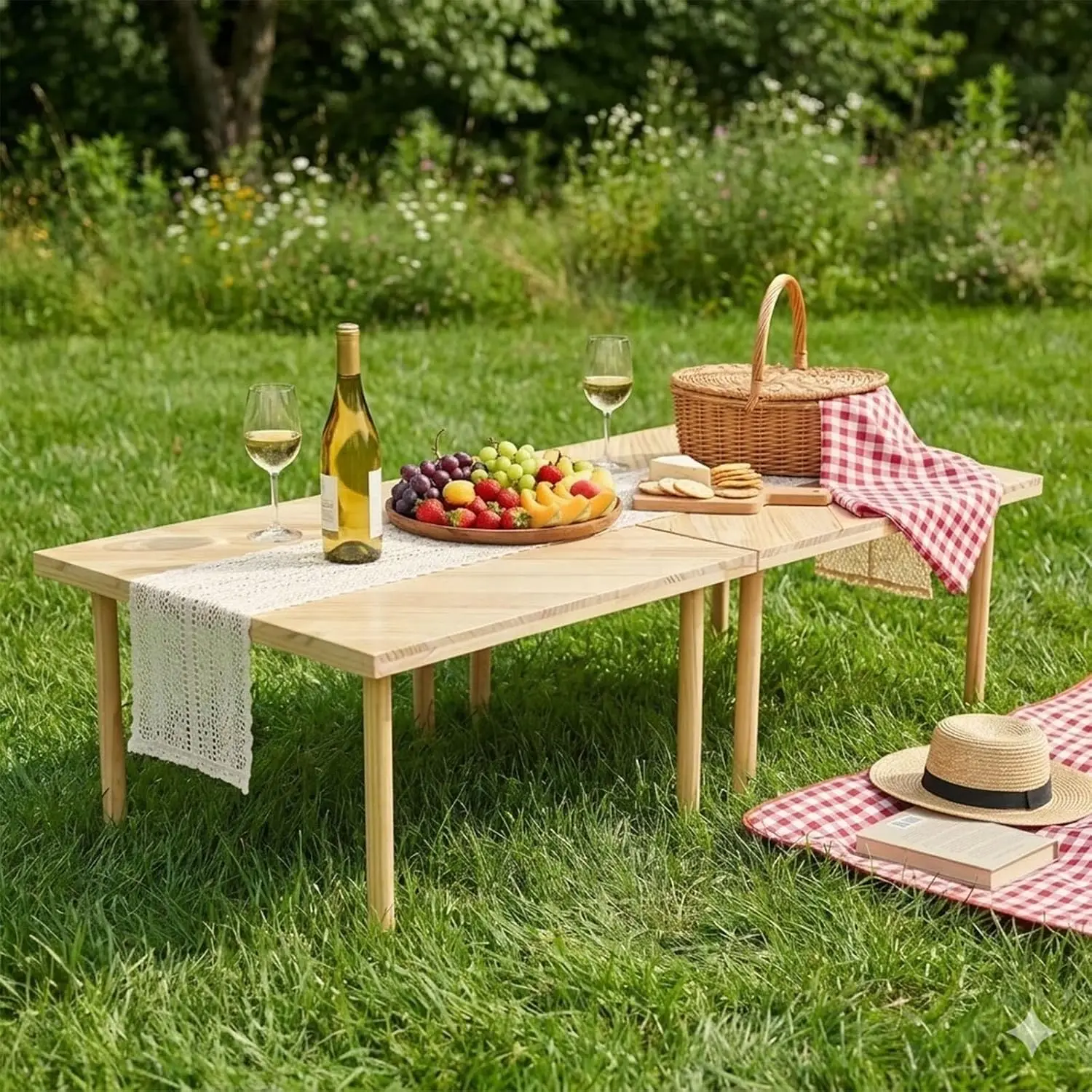 Folding Picnic Table, Pine Wood Festive Gift, 60