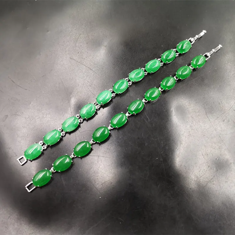 Vacuum Plating Inlaid Emerald Malay Women's Green Jade Bracelet