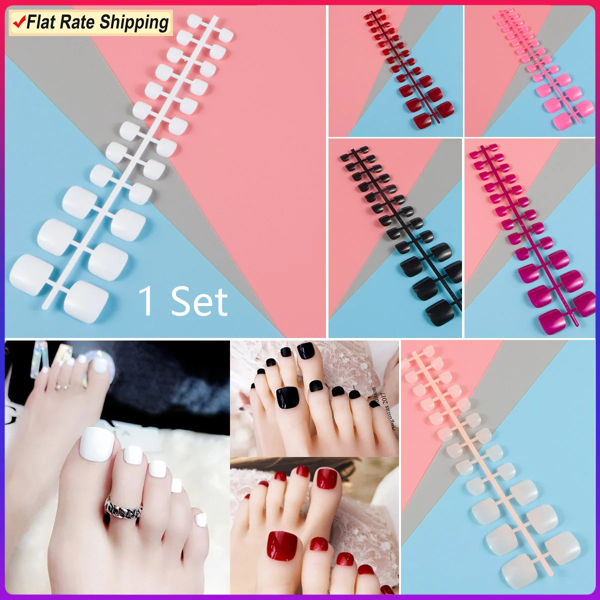 

Customize Color Choose Your Favourite Color 1 Set Solid Color False Toenail Tips Fake Toe Nail Tips DIY Flat Shipping Rate