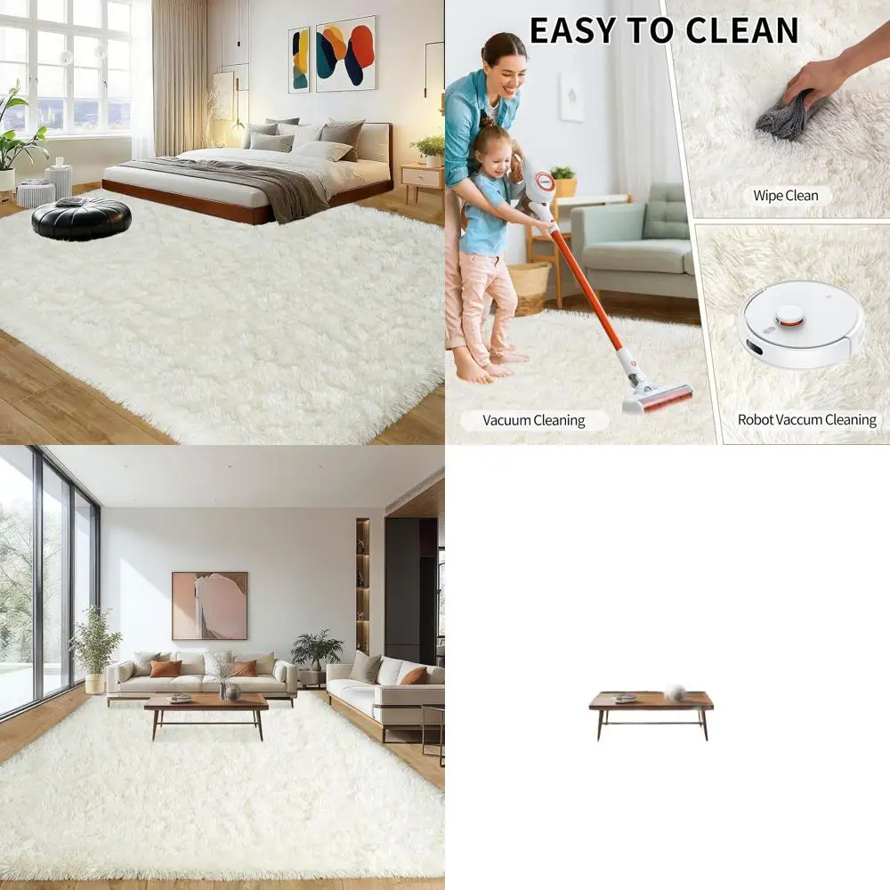 

Роскошные кремовые коврики, 8x10 для гостиных и спален, плюшевые и мягкие, идеально подходят для детских комнат, нескользящие, современный домашний декор