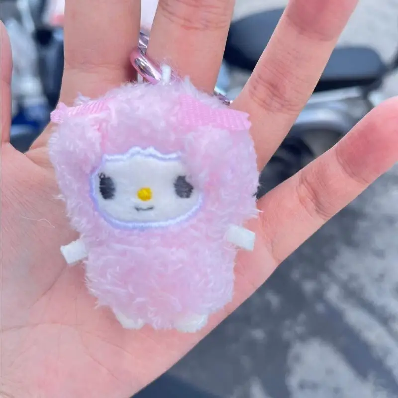 Kawaii Sanrios My Sweet Piano Plüschpuppe Schlüsselanhänger Cartoon My Melody Stofftiere Anhänger Niedliche rosa Schafe Klavier Schlüsselanhänger Geschenke