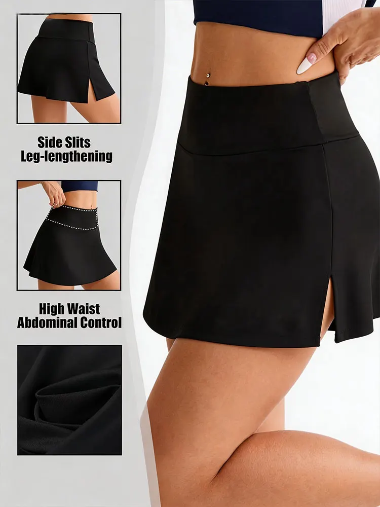 

Спортивная юбка-шорты с высокой талией и разрезом, модная юбка для бега, тренировок, тенниса, йоги, фитнеса, быстросохнущая, непрозрачная, для занятий спортом