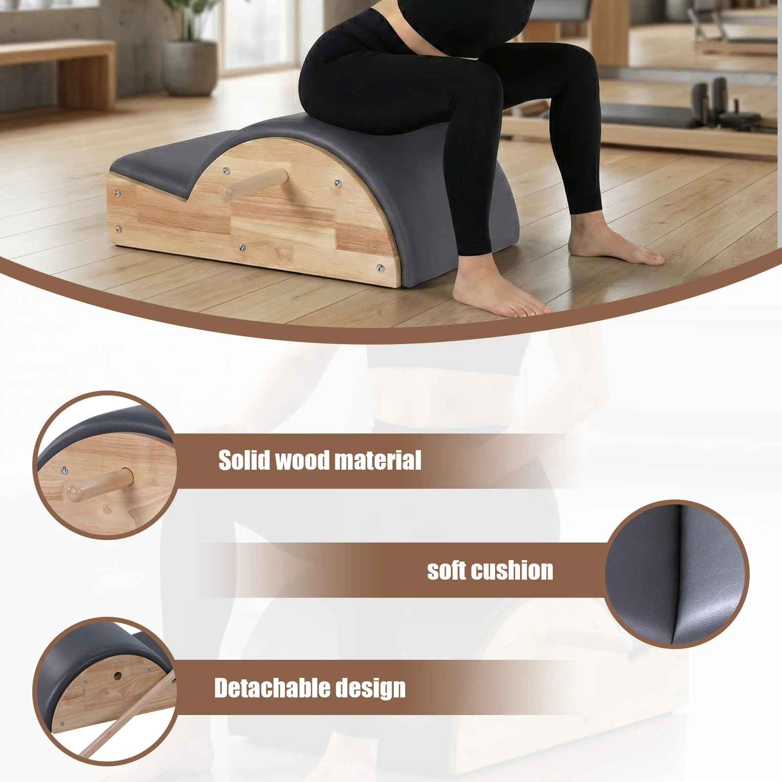 

Дуга для пилатеса из массива дерева для поддержки позвоночника, многофункциональная, для упражнений на баланс, укрепления кора и растяжки