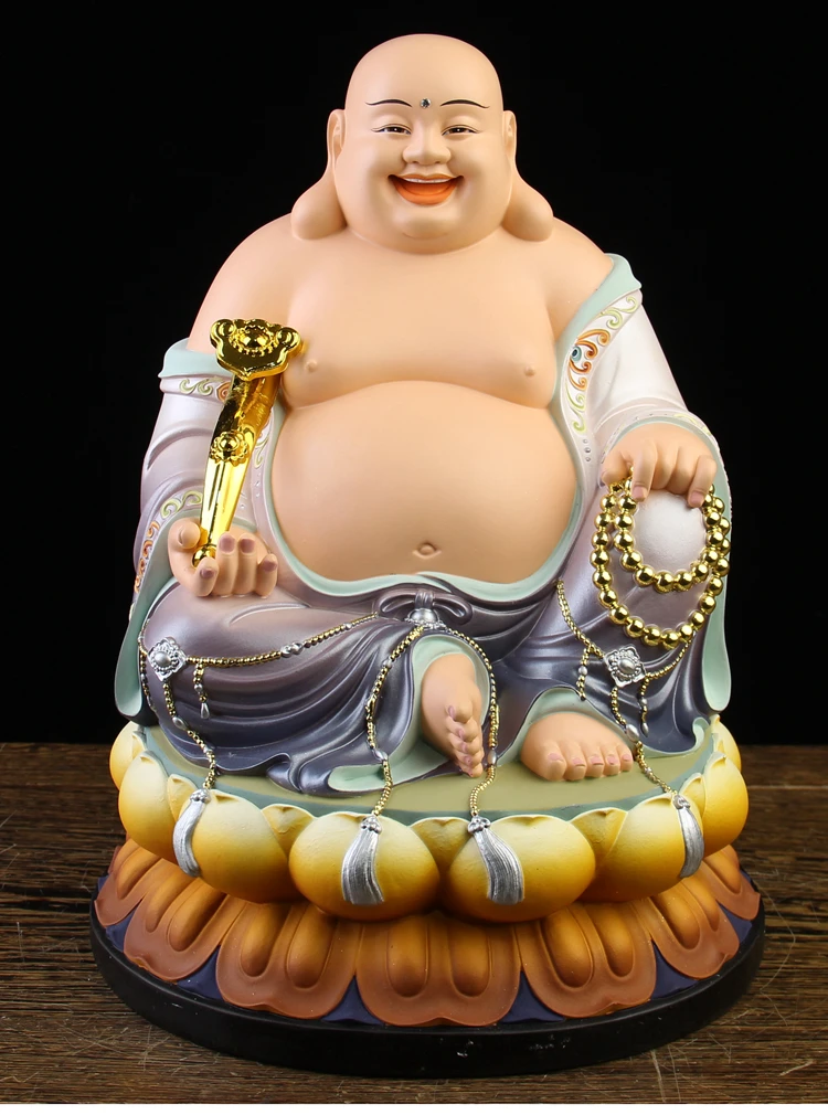 5A GOOD Maitreya Buddha God of wealth figure home Altar shop Worship efficacious Talisman family Goddess Mascot statue