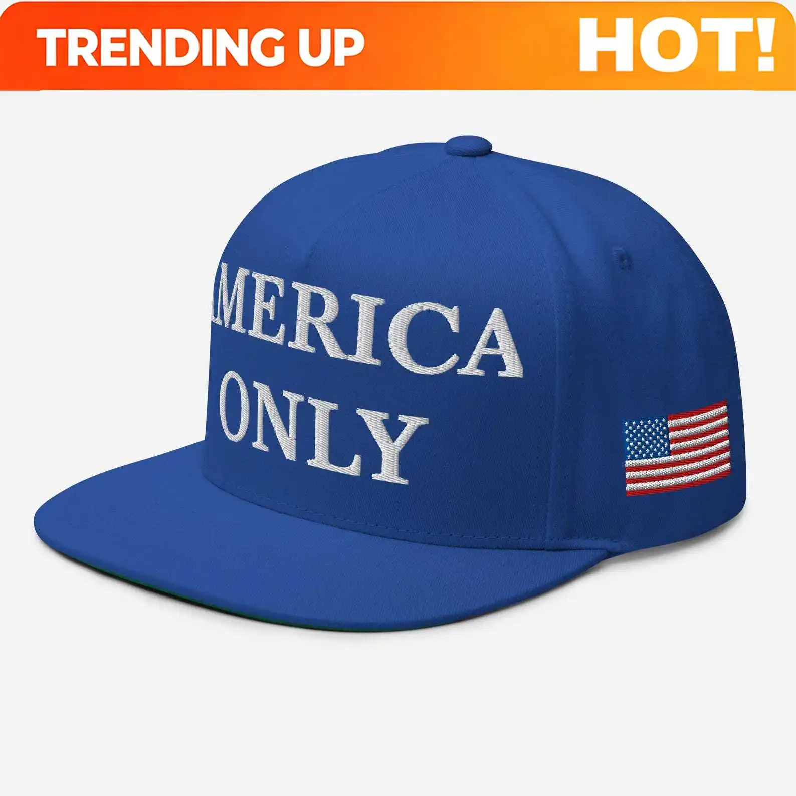 AMERICA ONLY Hat, Patriotic USA Flag Embroidered Adjustable Snapback Cap, America First America Only Hat, Multiple
