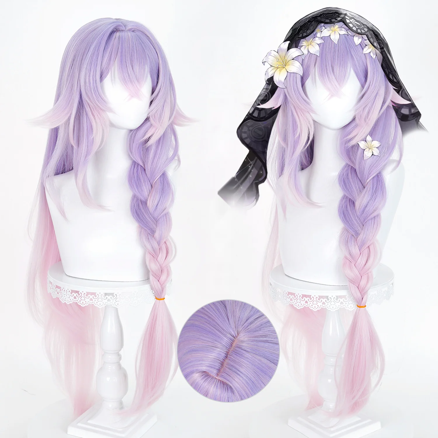 WUWA Lily Cosplay Wigs 90cm Purple Pink Gradient Long Wig Anime Heat Resistant Synthetic Hair