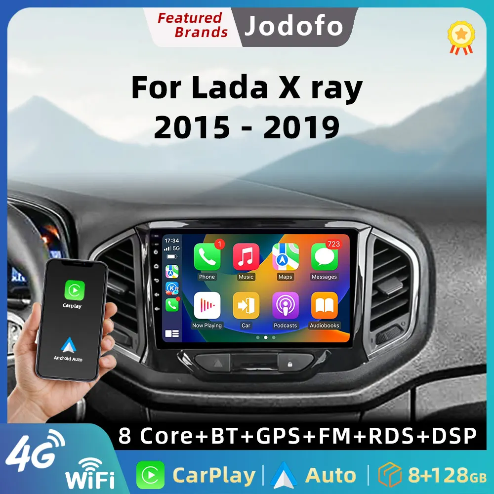 Jodofo 2 Din Android 12 For LADA X Ray Xray 2015-2019 Car Radio Multimedia Video Player Carplay Auto DVD Stereo Audio Bluetooth