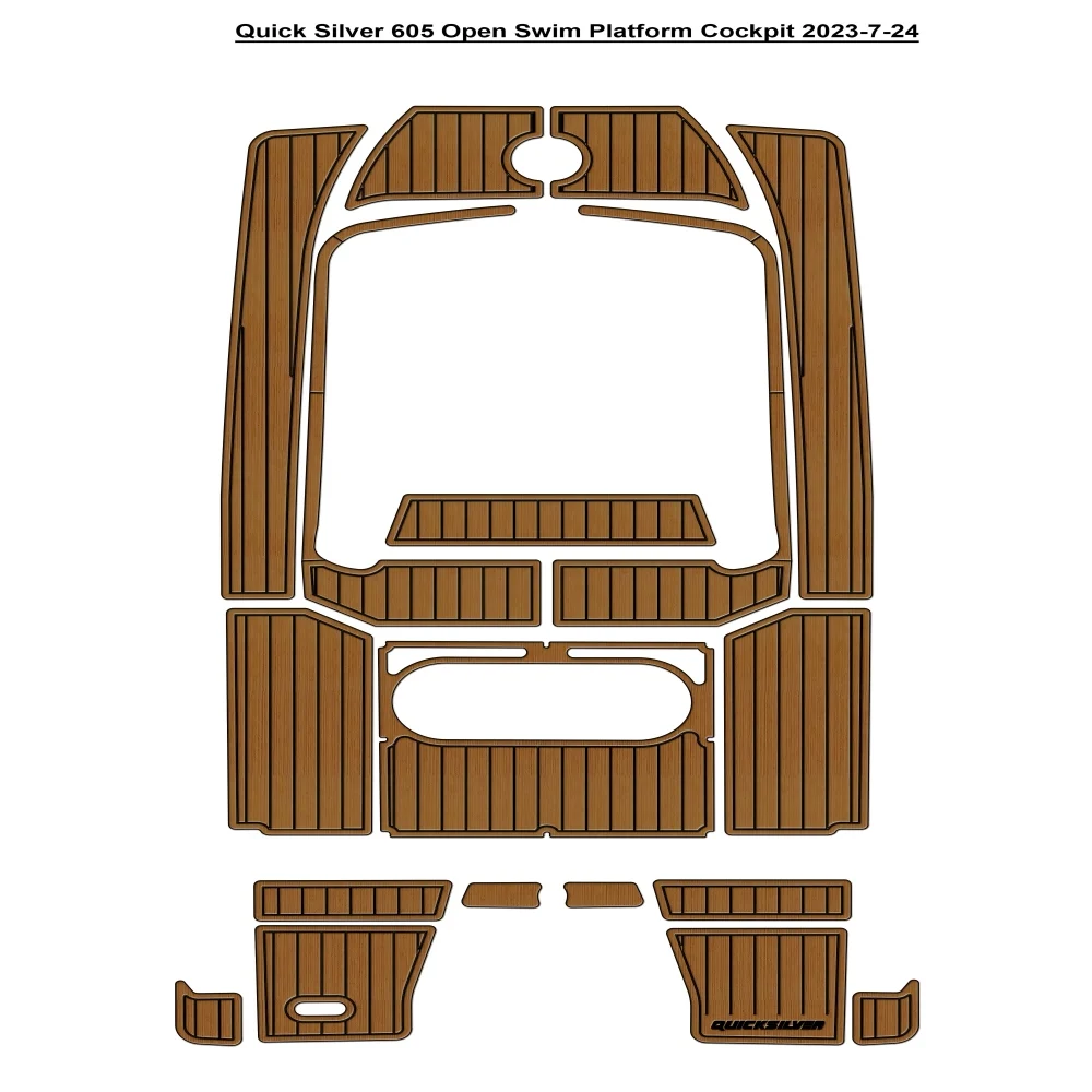 

Quicksilver 605 Open Swim Platform Cockpit Boat EVA Faux Teak Deck Floor Pad Seadek Gatorstep Style Self Adhesive V509 9K4PA