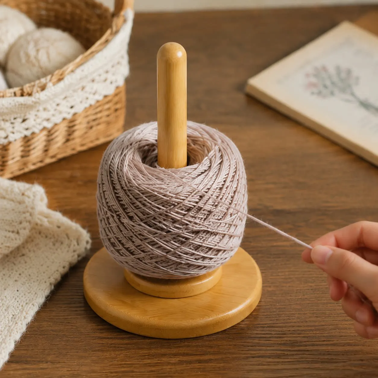 Solid wood wool rotating shaft wool holder Vertical rotatable knitting tool Smooth and anti-winding