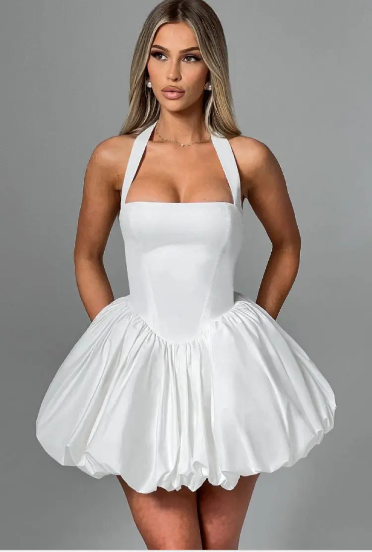 white christmas dresses White Eyelet Mini Dress main image 1