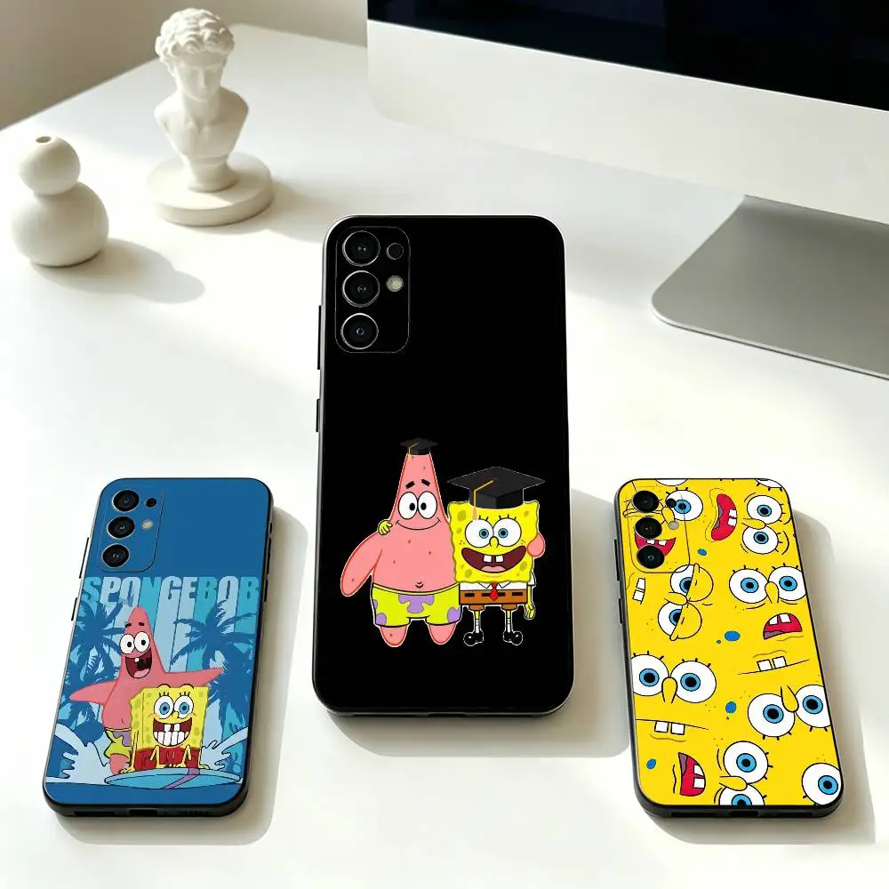 

S-Sponges Cartoon B-Bob Phone Case For Samsung S25,S24,S21,S22,S23,S30,Ultra,S20,Plus,Fe,Lite,Note,10,Black Cover