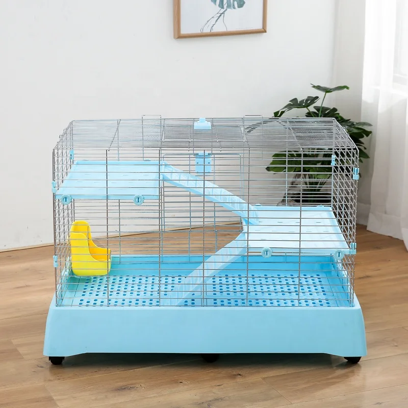 New Product Metal Line Indoor Household Pet Rabbit Cage with Plastic Pad Cheap Pet Cage with Tray