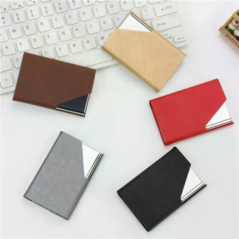 Premium PU Leather & Metal Business Card Holder Slim Design Multiple Colors Perfect For Business Office Daily Use