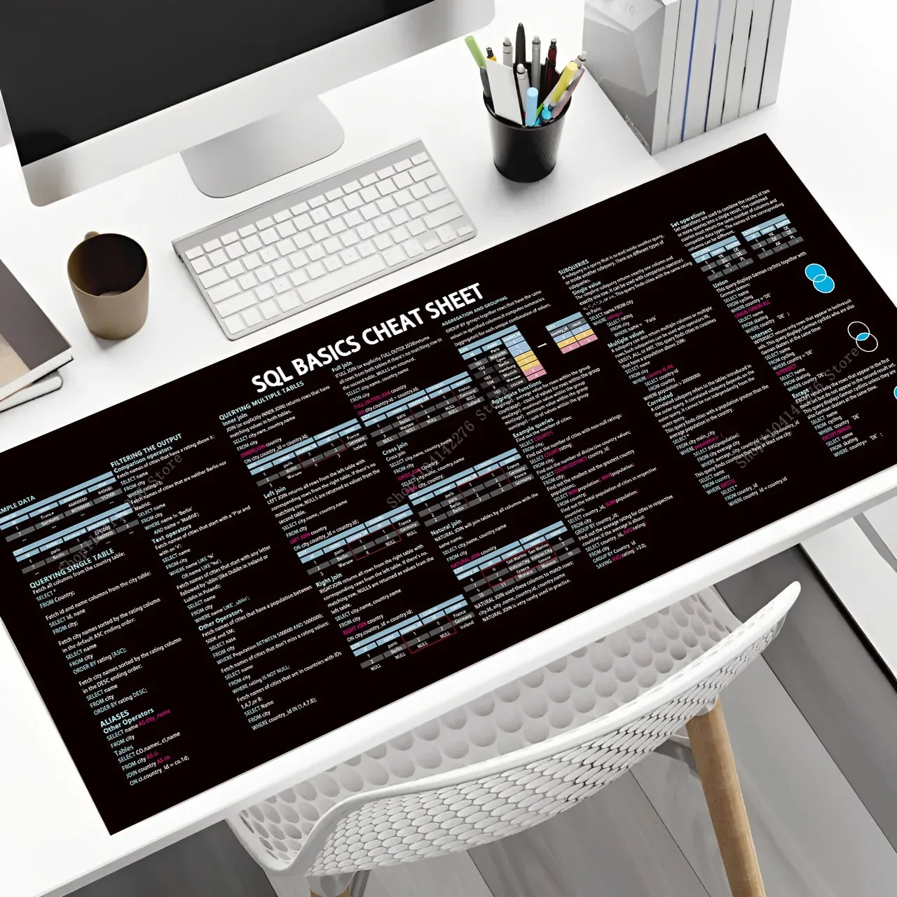 رائجة البيع لقاعديات SQL الغش ورقة مكتب مفاتيح الاختصار لوحة الماوس حصيرة مكتبية لوحة الماوس مكتب مكافحة زلة المستخدمين مهندسي البرمجيات