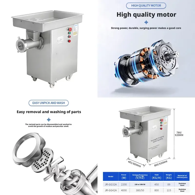 for HELAXEN New Commercial Stainless Steel Meat Grinder Automatic 800kg/h Capacity Multi-purpose for Meat and Vegetables