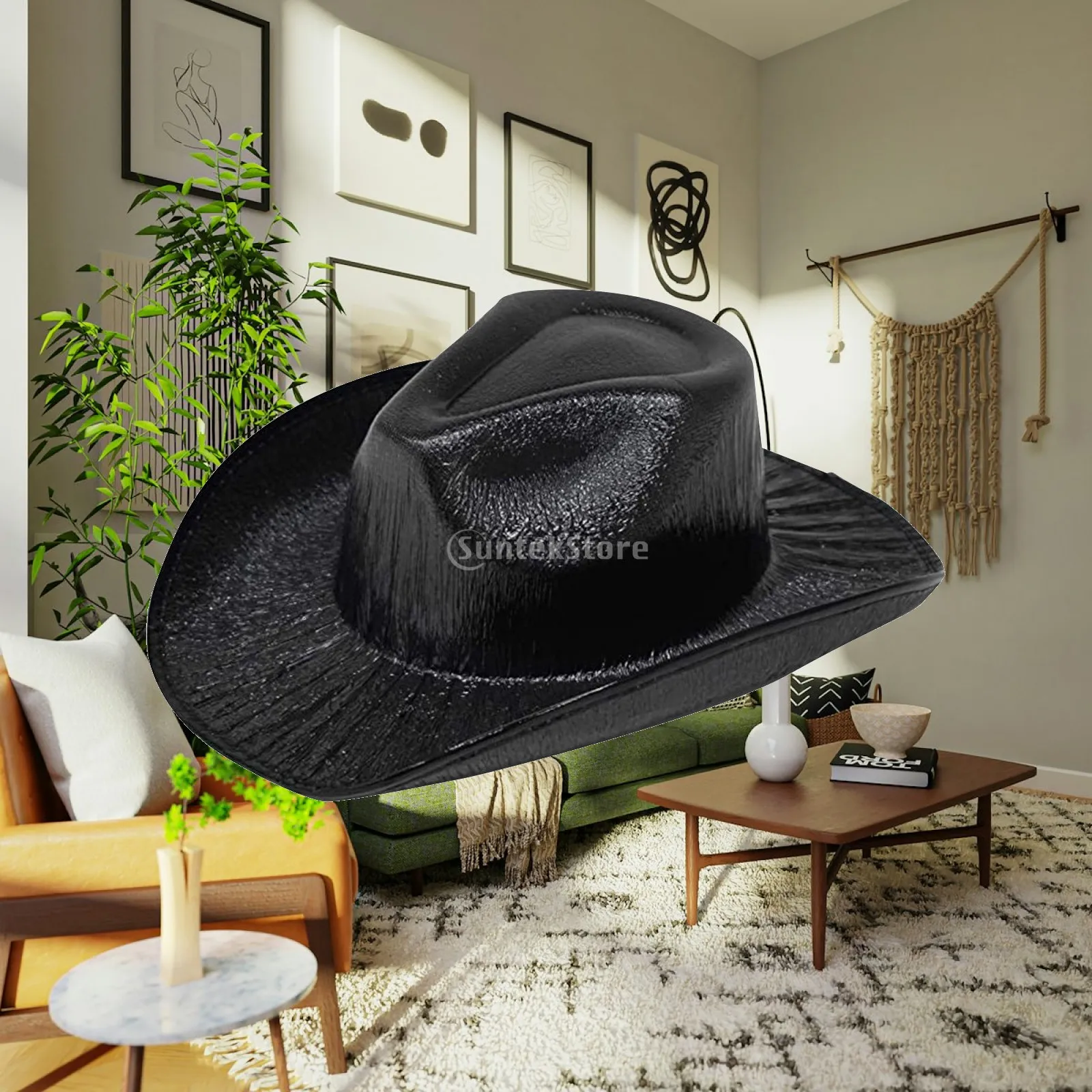 Cowboy Hat Shiny Light up Holographic Rave Caps for Women Fancy Dress Party