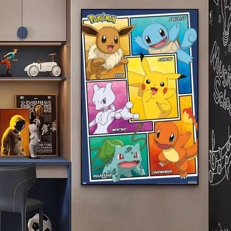 

Canvas Art Walls Painting Pokemon Pikachu Eevee Charmander Bulbasaur Christmas Gifts Picture Modern Home Hanging Poster Toys