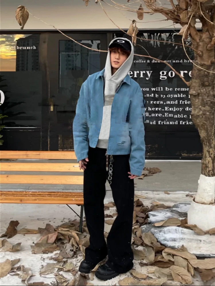 

Мужские джинсы с высокой талией и прямыми штанинами, чисто черные, эластичные, молодежные, модные, из смесового хлопка и полиэстера, износостойкие