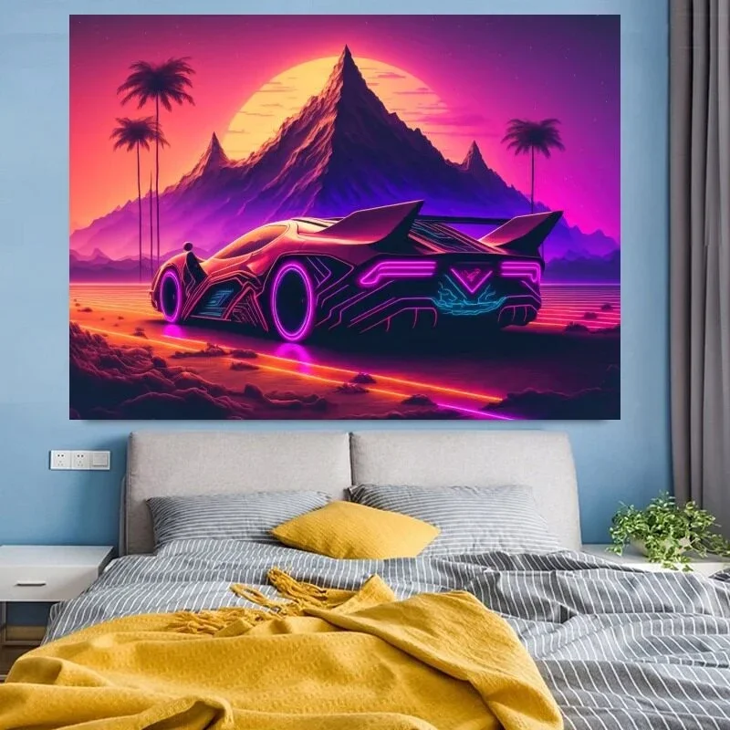 VIKAMA Synthwave Highway Sunset Tapestry Wall Hanging, 6 Designs, Wall Decor for Bedroom Living Room Dorm