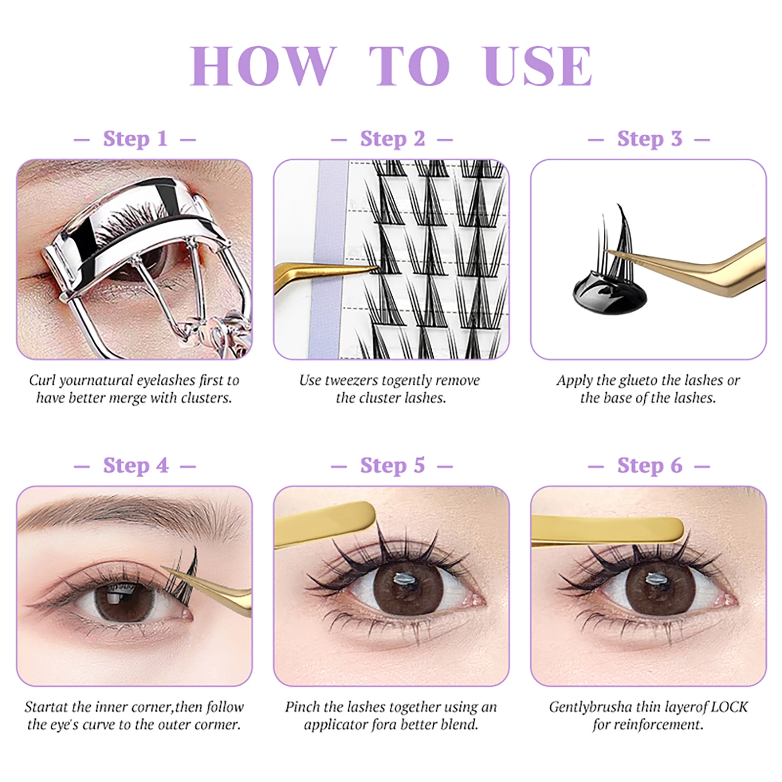 Black Natural Lash Clusters C Curl Wispy Lash Extension Individual Lashes Cluster for Eye-Lifting Effect DIY Makeup Use