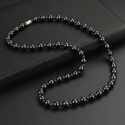 Magnetic Hematite Round Beads 8mm 4mm Necklace for Men and Beads