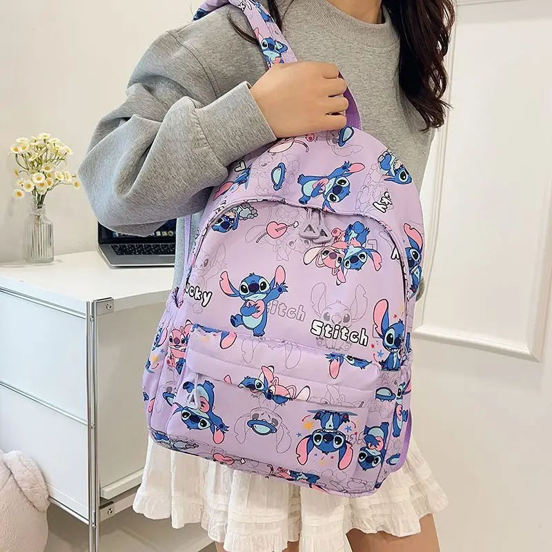 

Stitch Fashion Nylon Backpack, Cartoon Stitch Print Daypack, Suitable for School and Light Travel Backpack for Kids and Girls