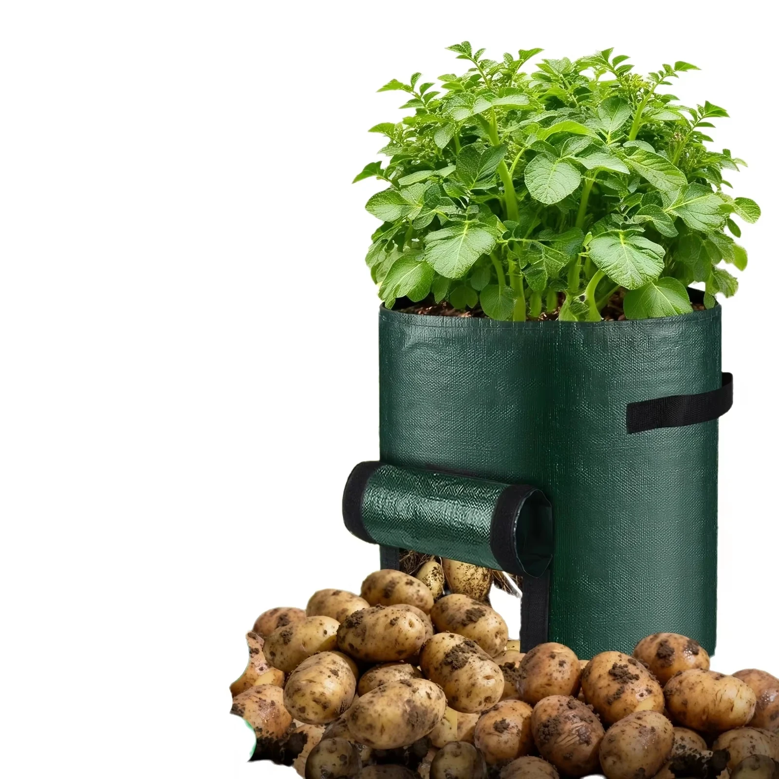 2-Pack Green Potato Planting Bags with Handles And Covers 26.5L/37.85L Plant Containers for Growing Potatoes Flowers Mushrooms T