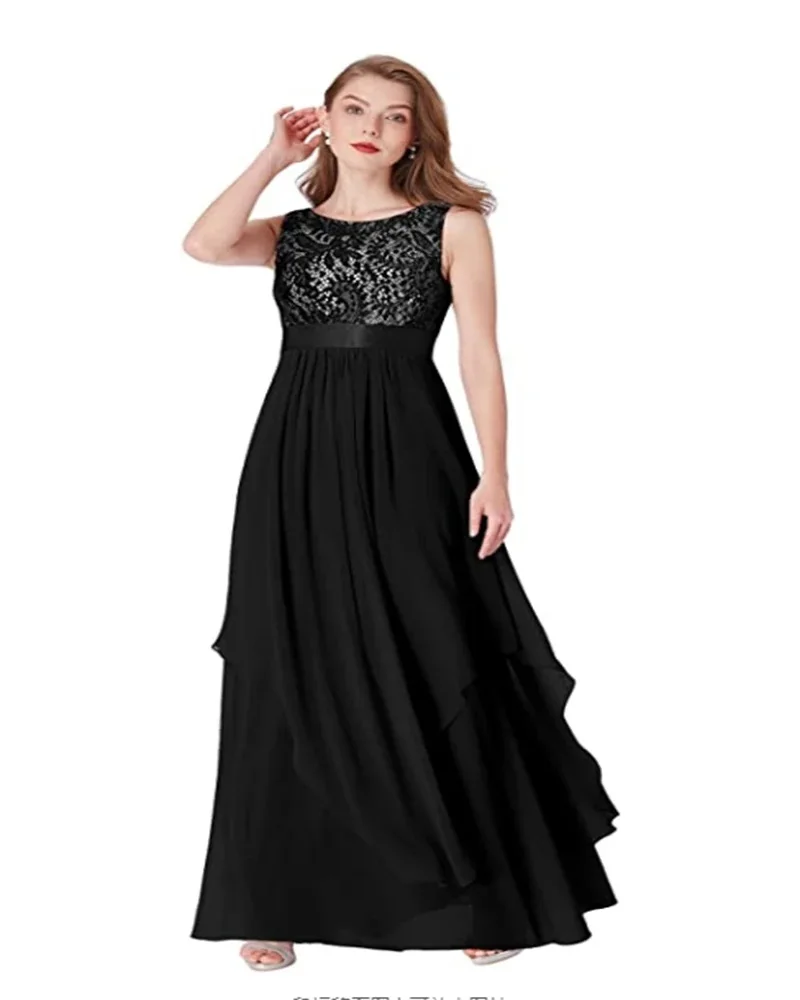 

YNQNFS WL02 Элегантное вечернее платье без рукавов для матери невесты с круглым вырезом, бальное платье темно-синего цвета, длинное платье, шифоновая ткань