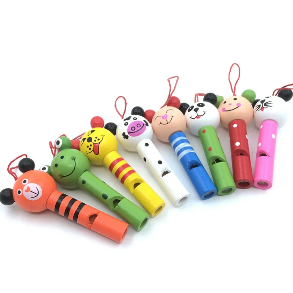 1 Stuks Schattige Multicolor Houten Dieren Fluitjes Kinderen Verjaardagsfeestje Gunsten Decoratie Baby Shower Creatieve Cartoon Noice Maker Speelgoed