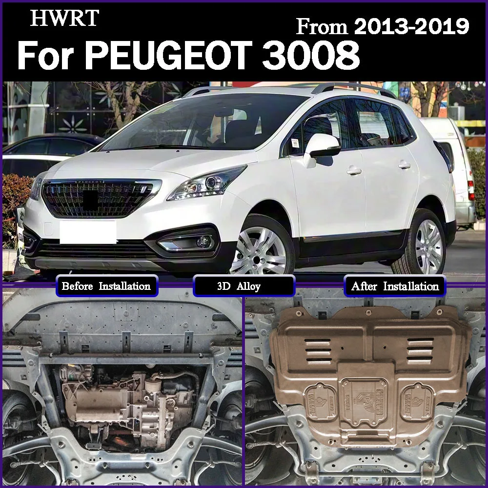 

For PEUGEOT 3008 2013-2019 1.6T 2.0L Under Engine Guard Splash Shield Mud Fender Cover Plate Fender Mudguard Protector