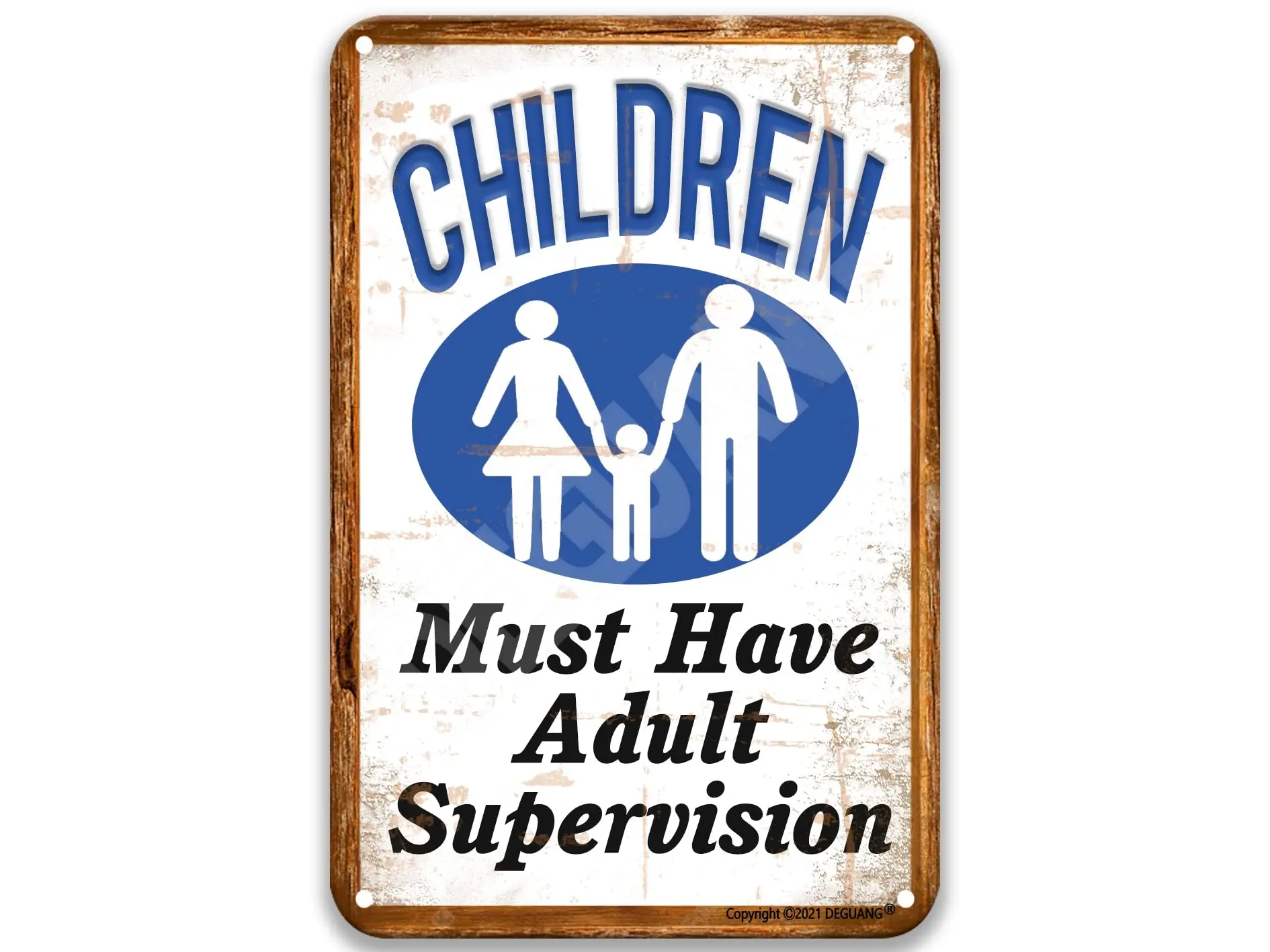 Warning Children Must Have Adult Supervision Poster Sign French Country Kitchen Decor Vintage Decor Movie Theater Decor Met sign