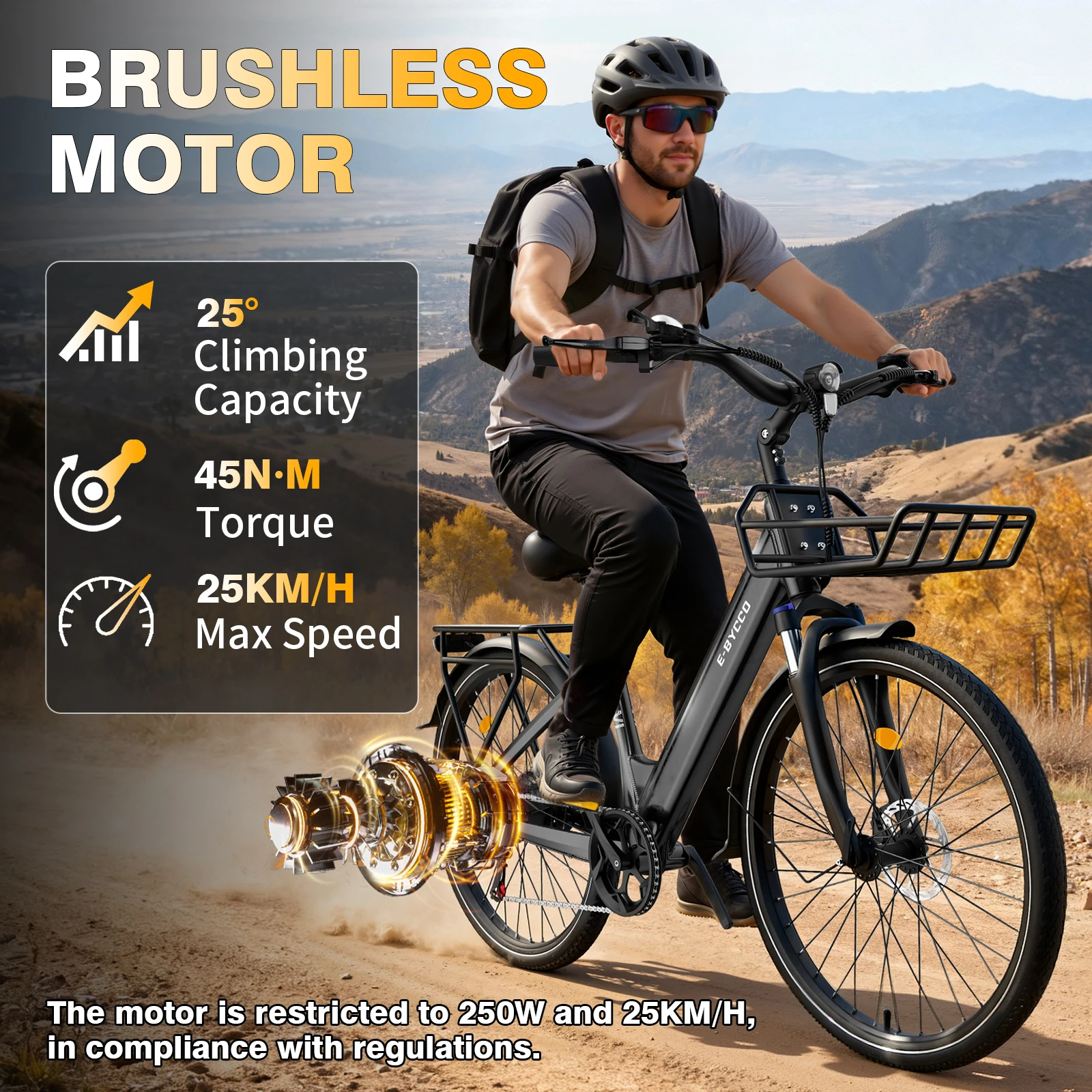 EBYCCO V1 Bicicleta eléctrica con motor sin escobillas, 500 W de potencia máxima, 36 V, batería extraíble de 15,6 Ah, neumáticos de 28 pulgadas, frenos de disco dobles, cuadro de aleación de aluminio, velocidad máxima de 25 km/h, autonomía de 90 km, bicicleta eléctrica para adultos, ideal para uso urbano y en la playa.