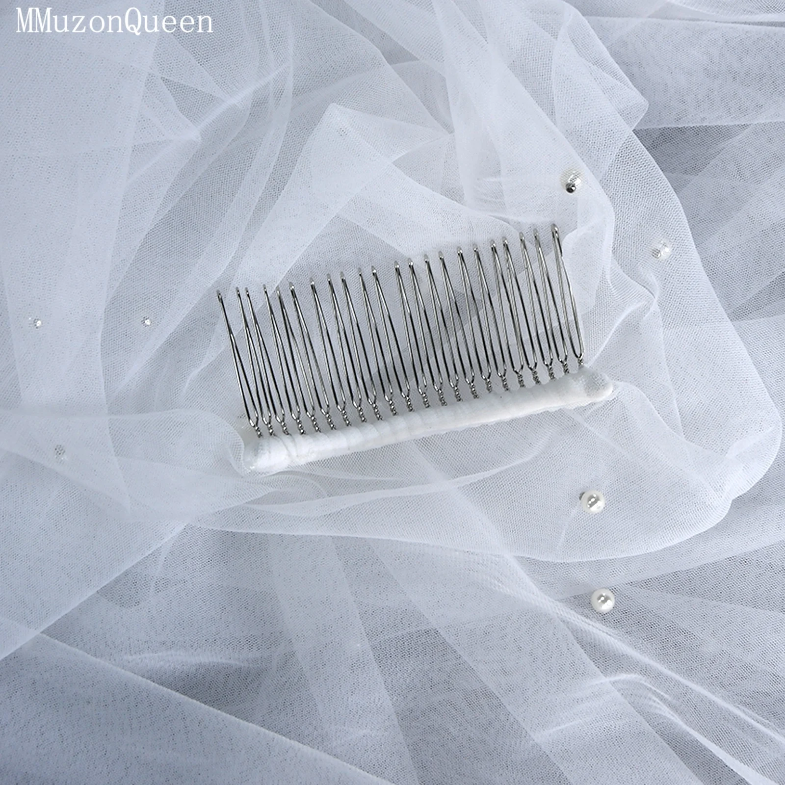 TOPQUEEN ثلاثية الأبعاد زهرة الحجاب الزفاف كاتدرائية الحجاب الزفاف مع كريم اللؤلؤ الأبيض مع مشط اكسسوارات الزفاف للتخصيص V52m #6