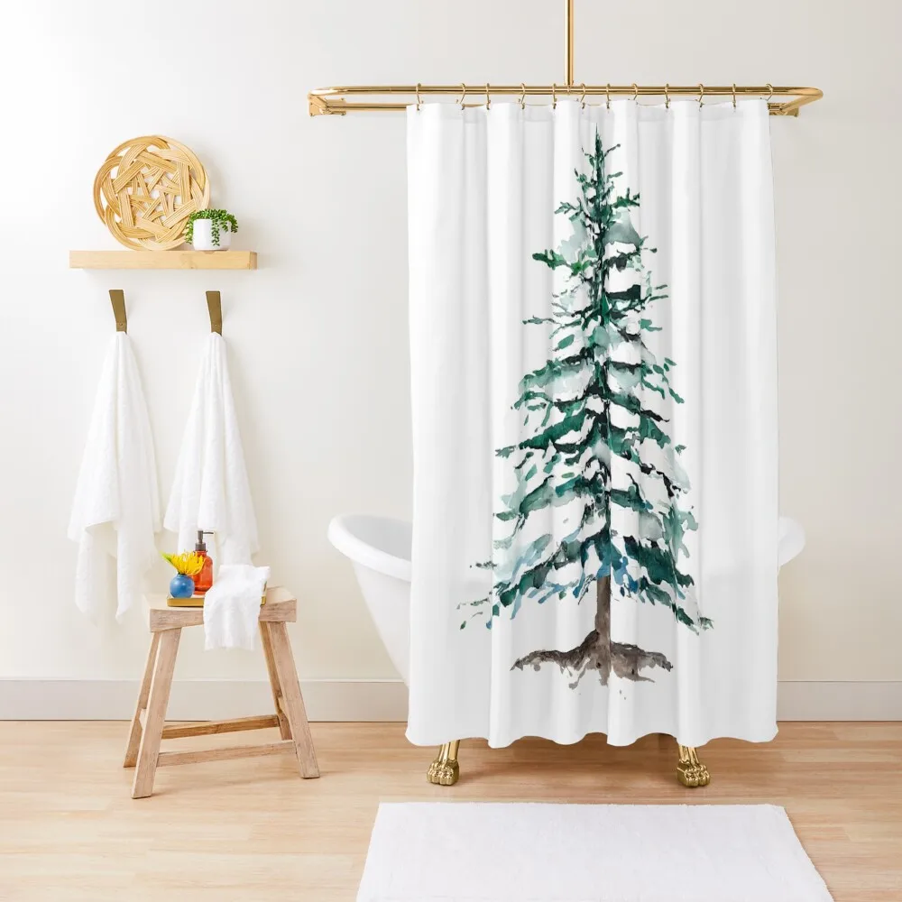 

a lone pine tree covering with snow Shower Curtain Bathroom Accessory Bathroom Decor Modern Showers For Bathroom Curtain