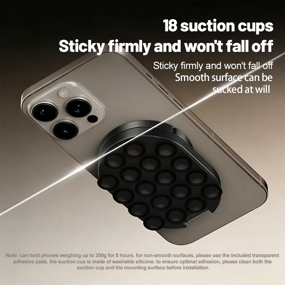 360° Rotation 3‑In‑1 Suction Cup Magnetic Phone Holder Multi‑Angle Adjustable Foldable Magnet Phone Stand Desktop Bracket New view 6