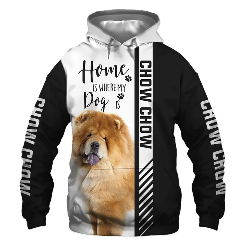 HX Jesus Chow Chow Hoodies 3D Graphic Animals Dogs Hoodie Fashion Pets Pocket Sweatshirts Pullovers Harajuku Streetwear