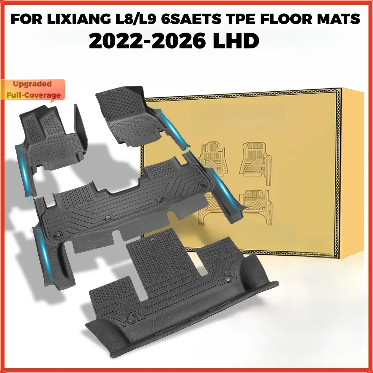 Custom 5D TPE Floor Mats For Li L8 L9 2022-2027 LiXiang Full Coverage LHD All Weather Anti Slip Auto Liners Interior Accessories