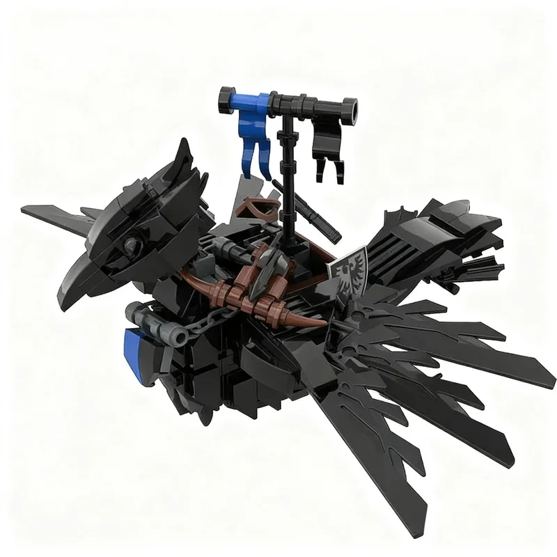 Image of 228-teiliges MOC Mittelalterliche Burg Fliegender Schwarzer Falkenritter Modell Benutzerdefinierte Bausteine Architektur DIY Montage Geschenk Kreative Dekoration