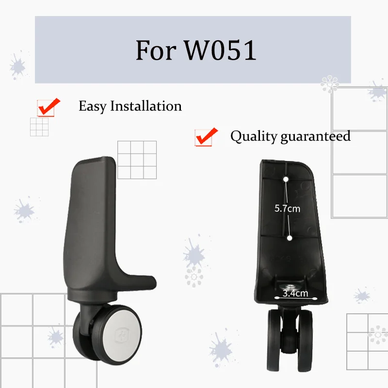 

For W051 Luggage Wheel Repair Kit - Silent Replacement Wheels Heavy-Duty 360° Swivel Wheels Fits Most Suitcases Conveniently