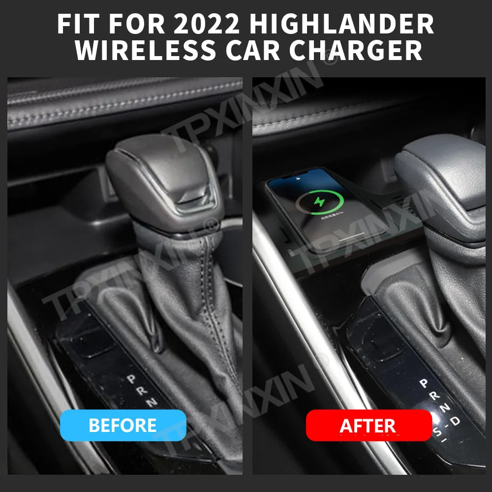 For Toyota Highlander 2022 Quick QI Car Wireless Charger Fast Charging Intelligent Infrared Mobile Phone Dashboard