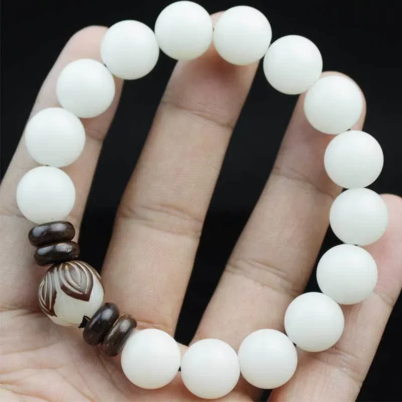 Creative White Jade Bodhi Bracelet Personalized Lotus Original Seed Buddha Bead Bracelet for Men and Women